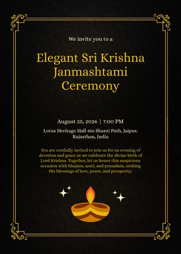 Free Elegant Janmashtami Invitation Template to Edit Online