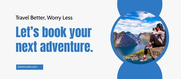 Free White and Blue Travel Facebook Cover Template to Edit Online