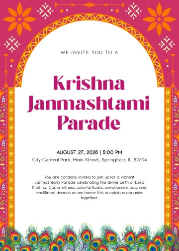 Free Janmashtami Parade Invitation Template to Edit Online