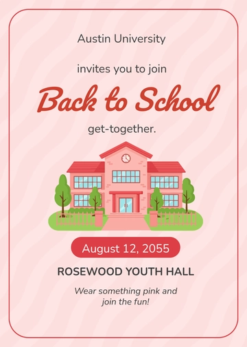 Free Pink Back To School Bash Invitation Template to Edit Online