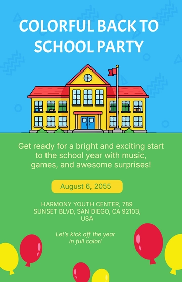 Free Colorful Back To School Invitation Poster Template to Edit Online