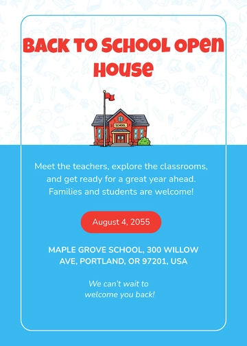 Free Back To School Open House Invitation Template to Edit Online