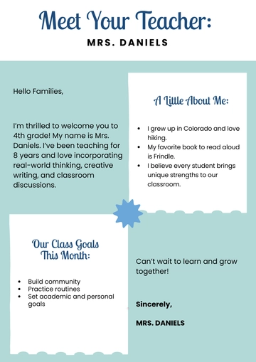 Meet the Teacher Back To School Newsletter Template to Download