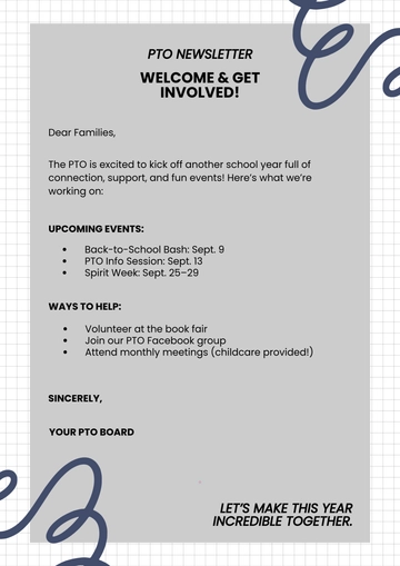 Gray Back To School PTO Newsletter Template to Download
