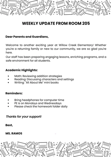 Back To School Newsletter Template to Download