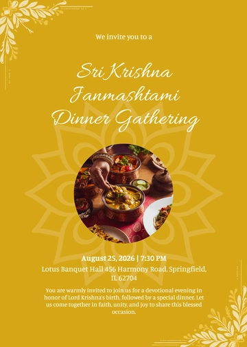 Free Janmashtami Dinner Invitation Template to Edit Online