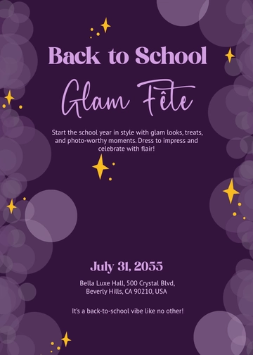 Free Back To School Glam Fete Invitation Template to Edit Online