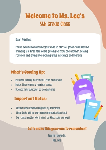 Free Back To School Classroom Newsletter Template to Edit Online