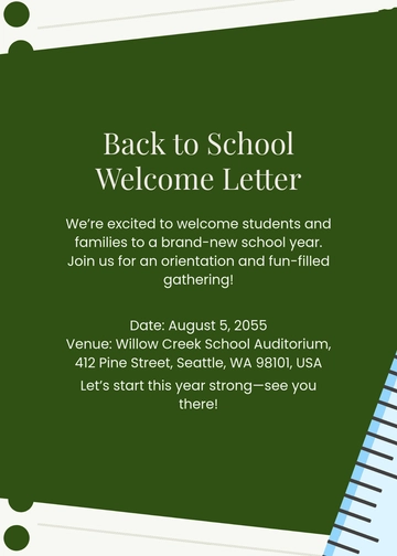 Free Back To School Invitation Letter Template to Edit Online