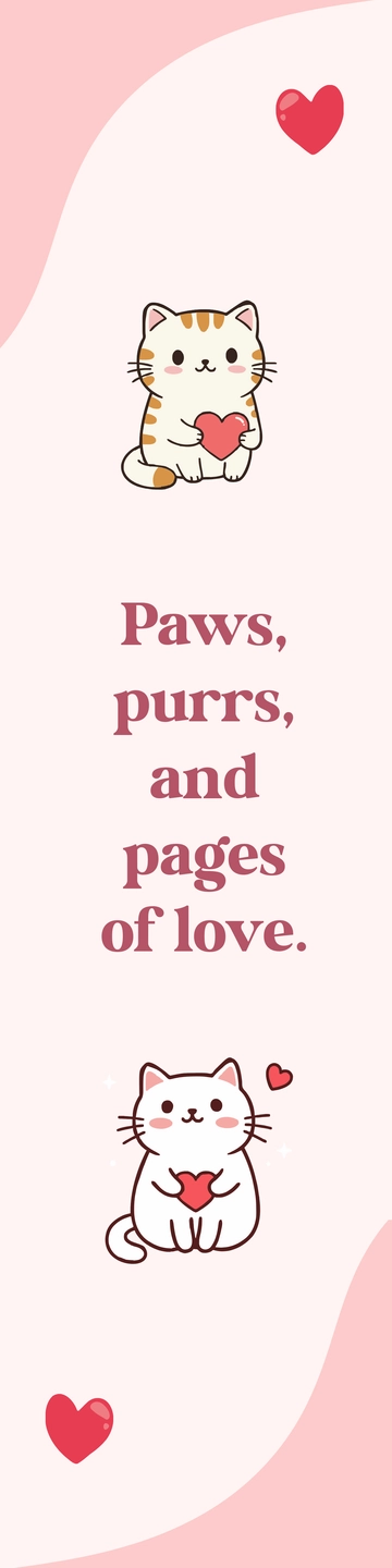 Free Cute Cats Valentine Bookmark Template to Edit Online