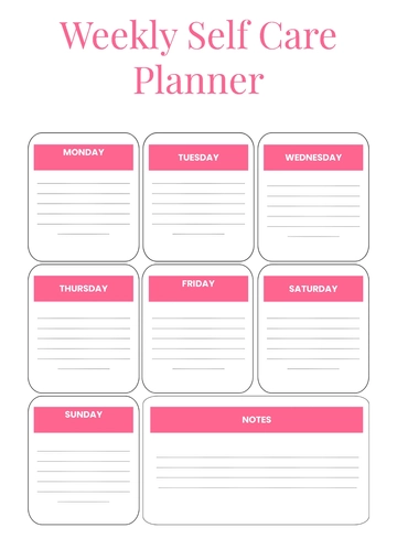 Free Weekly Self- Care Template to Edit Online
