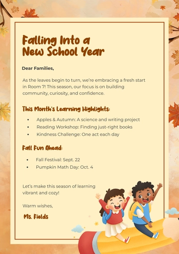 Free Seasonal Back To School Newsletter Background Template to Edit Online