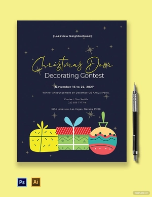 Christmas Door Decorating Contest Flyer Template