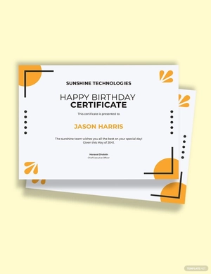 Happy Birthday Certificate Template