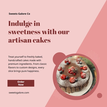 Free Bakery Cakes Facebook Ad Template to Edit Online