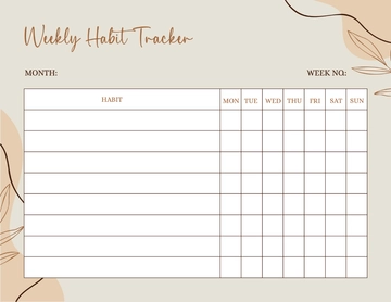 Free Aesthetic Weekly Habit Template to Edit Online