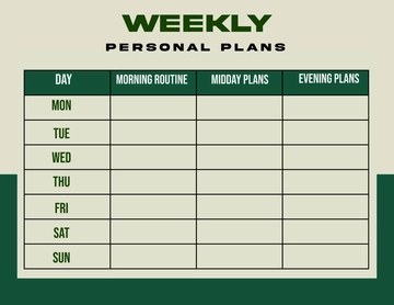 Free Weekly Personal Plan Design Template to Edit Online