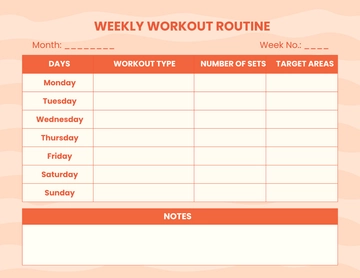 Free Weekly Workout  Routine Template to Edit Online