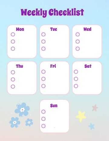 Free Editable Weekly Checklist Template to Edit Online