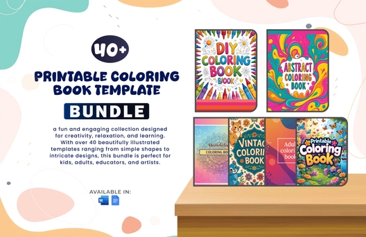 40+ Printable Coloring Book Template Bundle