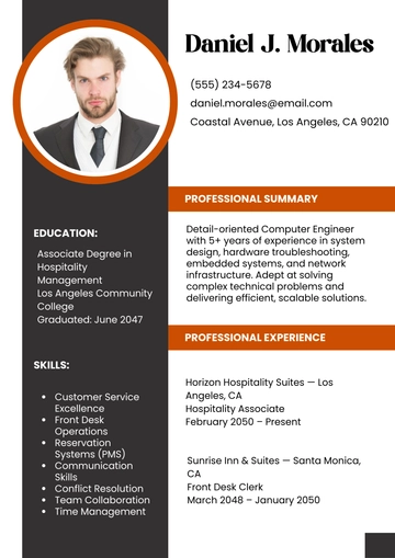 Hospitality Worker Functional Resume Template to Download