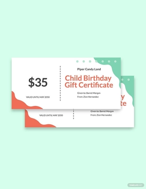 Child Birthday Gift Certificate Template