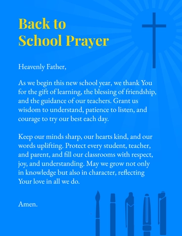 Free Back To School Prayer Template to Edit Online