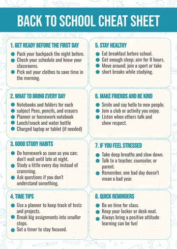 Free Back To School Cheat Sheet Template to Edit Online