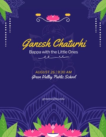 Free Ganesh Chaturthi Flyer for School Template to Edit Online