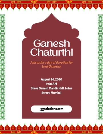 Free Professional Ganpati Ganesh Chaturthi Flyer Template to Edit Online