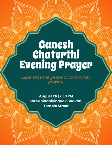 Free Orange Ganesh Chaturthi Puja Flyer Template to Edit Online