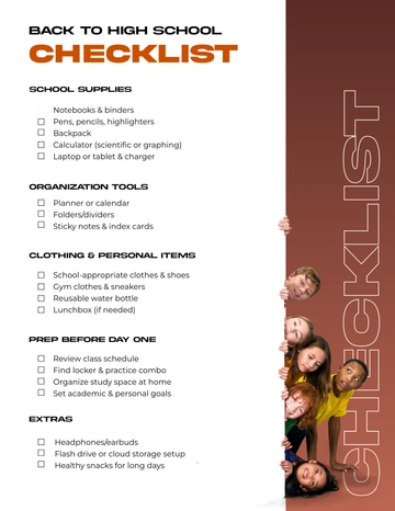 Free Back To High School Checklist Template to Edit Online