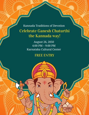 Free Kannada Ganesh Chaturthi Flyer Design Template to Edit Online