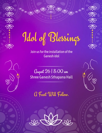 Free Purple Ganesh Chaturthi Idol Flyer Template to Edit Online