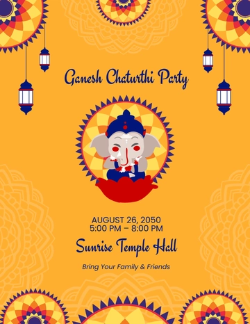 Free Shree Ganesh Chaturthi Flyer Background Template to Edit Online