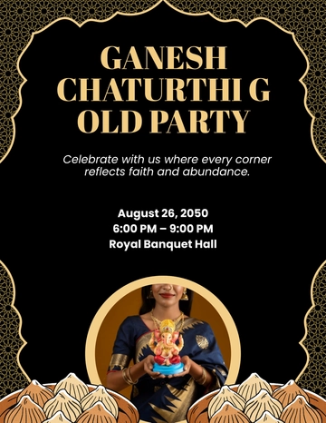 Gold Ganesh Chaturthi Photo Flyer Template to Download
