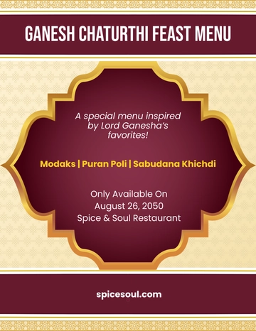Modern Ganesh Chaturthi Menu Flyer Template to Download