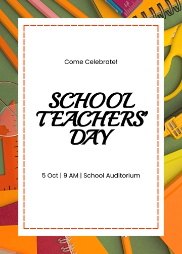 Free School Teachers Day Invitation Template to Edit Online