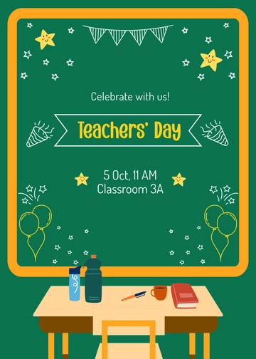 Free Green Chalkboard Teachers Day Invitation Template to Edit Online