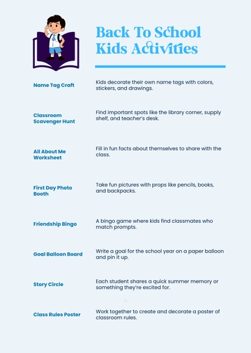 Free Back To School Kids Activities Template to Edit Online