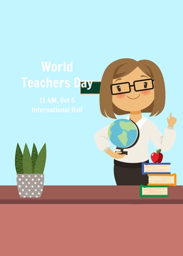 Free World Teachers Day Invitation Background Template to Edit Online