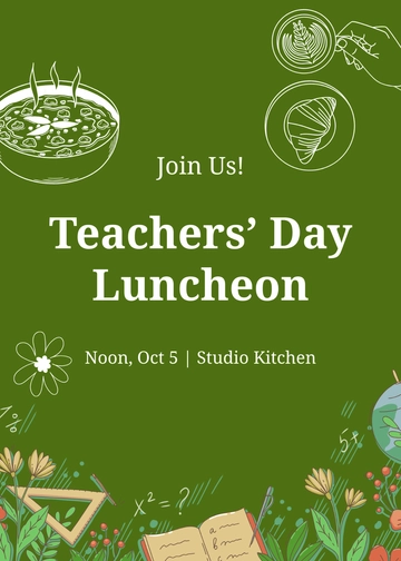 Free Creative Teachers Day Luncheon Invitation Template to Edit Online