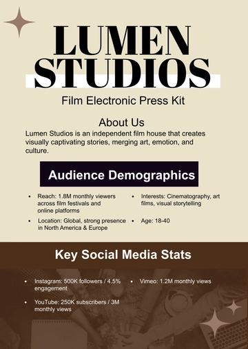 Free Aesthetic Film Press Kit Template to Edit Online