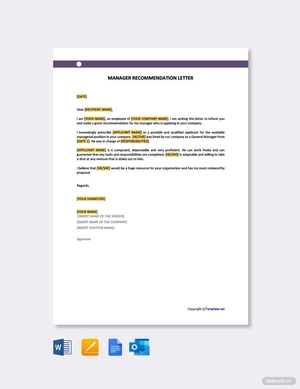Manager Recommendation Letter Manager Recommendation Letter