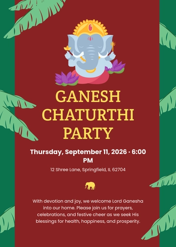 Free Ganesh Chaturthi Invitation Template to Edit Online