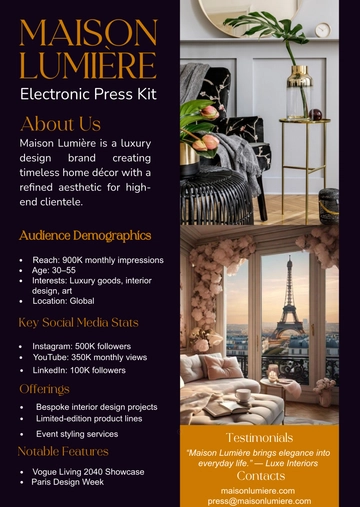 Free Elegant Press Kit Template to Edit Online