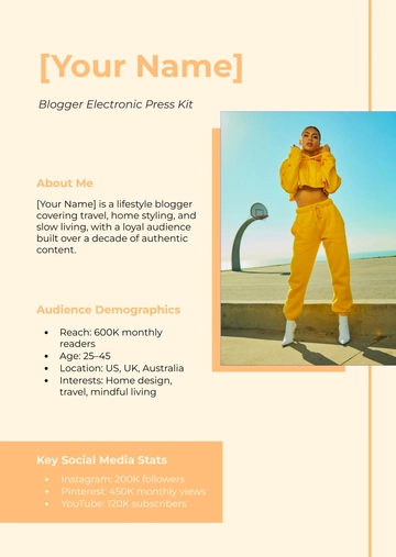 Free Blank Blogger Press Kit Template to Edit Online