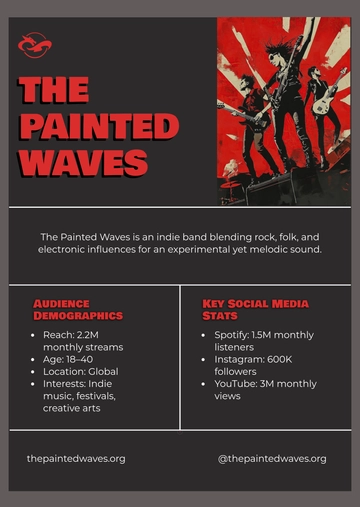 Free Creative Band Press Kit (EPK) Template to Edit Online
