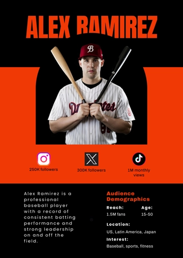 Free Baseball Player Press Kit Template to Edit Online