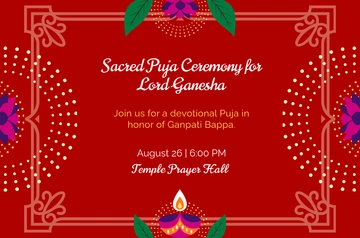 Free Red Ganesh Chaturthi Puja Template to Edit Online